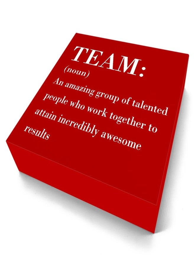 HTBIG Inspirational Team Noun Office Decor Desk Decor Wooden Box Sign, Rustic Black Wood Plaque Box Sign for Home Office Desk Shelf Table Decoration Coworker Gift Team Sign, Red - Image 2